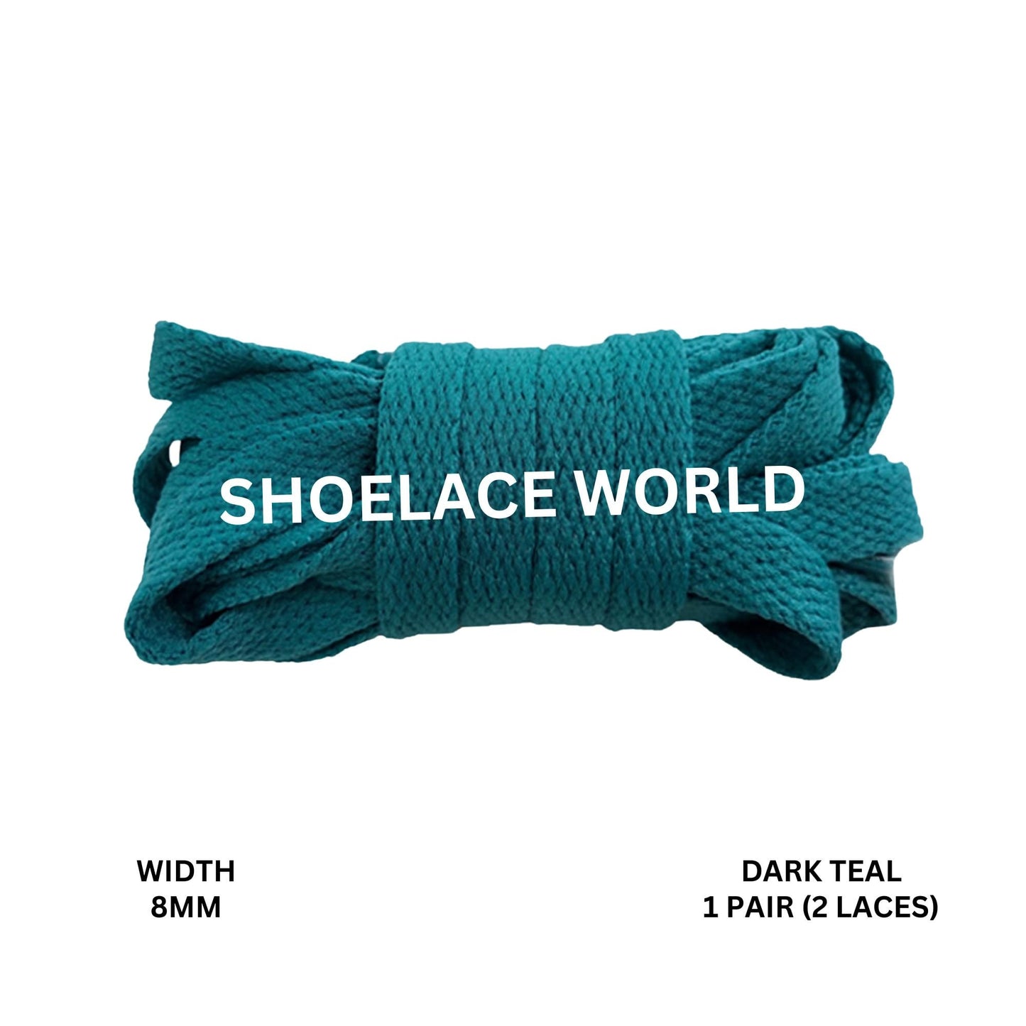 Dark Teal Classic Flat Shoelaces 5/16 Inch 8mm Laces Ships Out From The USA Next Day