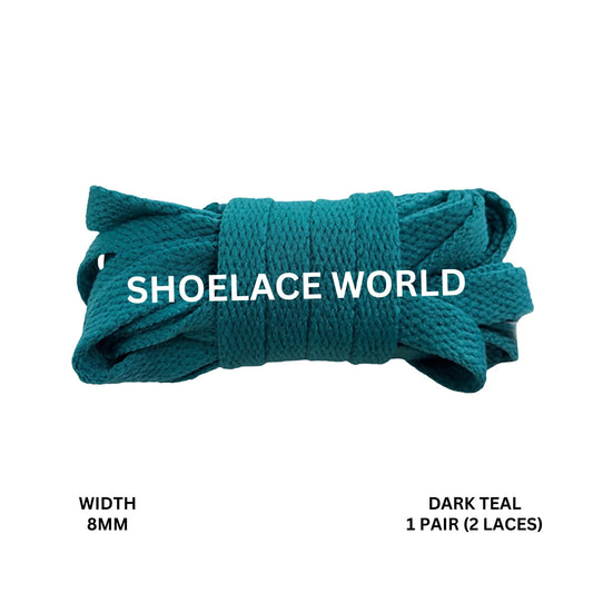 Dark Teal Classic Flat Shoelaces 5/16 Inch 8mm Laces Ships Out From The USA Next Day