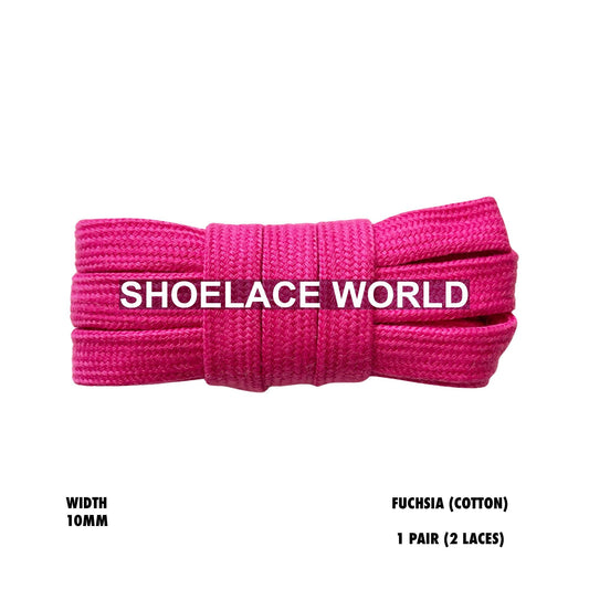 Fuchsia Wide Cotton Flat Shoelaces 10mm Laces Ships Out From The USA Next Day