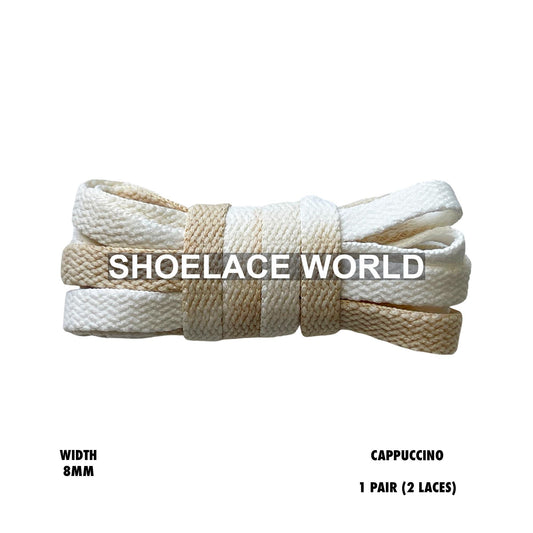 Cappuccino Faded Tie Dye Premium Flat Shoelaces 8mm Vintage Colorful Laces Ships Out From The USA Next Day