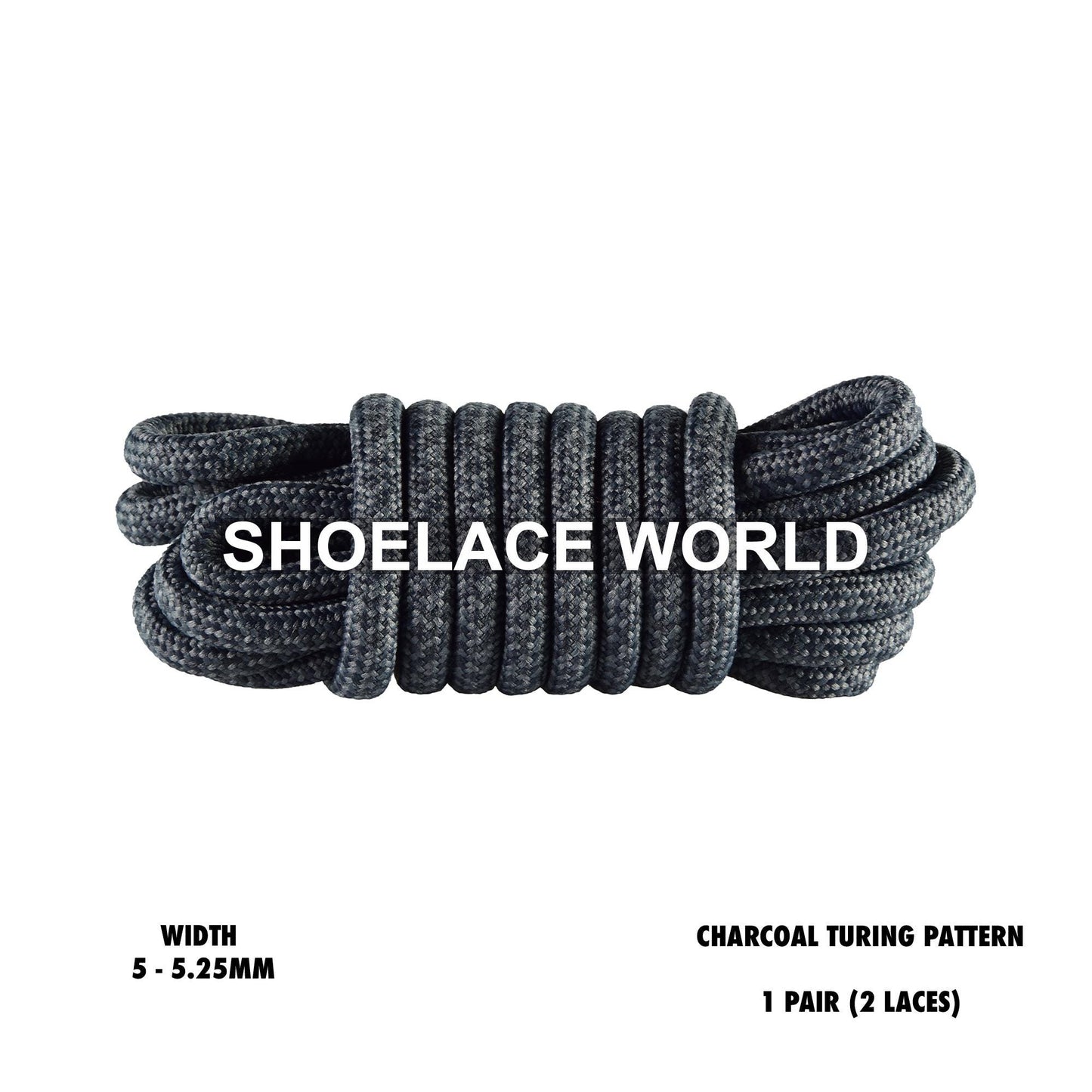 Charcoal Rope Turing Pattern Shoelaces 3/16 Inch 5-5.25mm Colorful Laces Ships Out From The USA Next Day