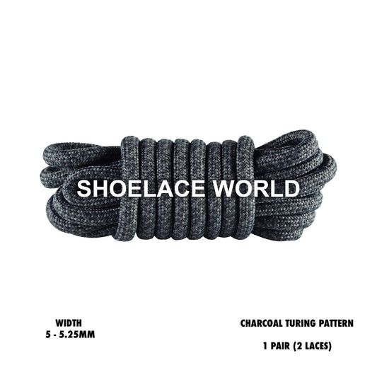 Charcoal Rope Turing Pattern Shoelaces 3/16 Inch 5-5.25mm Colorful Laces Ships Out From The USA Next Day
