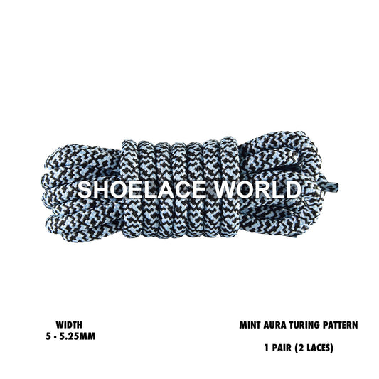 Mint Aura Rope Turing Pattern Shoelaces 3/16 Inch 5-5.25mm Colorful Laces Ships Out From The USA Next Day