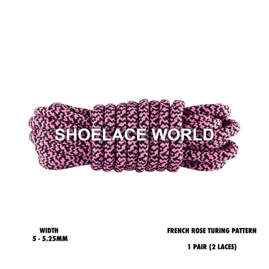 French Rose Rope Turing Pattern Shoelaces 3/16 Inch 5-5.25mm Colorful Laces Ships Out From The USA Next Day