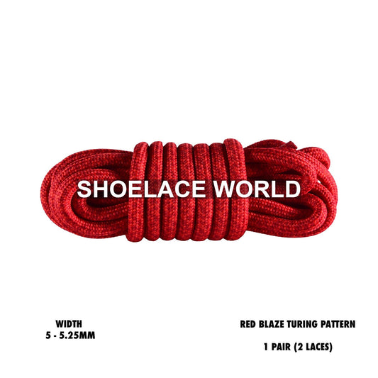 Red Blaze Rope Turing Pattern Shoelaces 3/16 Inch 5-5.25mm Colorful Laces Ships Out From The USA Next Day