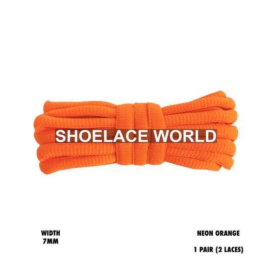 Neon Orange Slim Oval Shoelaces 7mm Classic Laces Ships Out From The USA Next Day