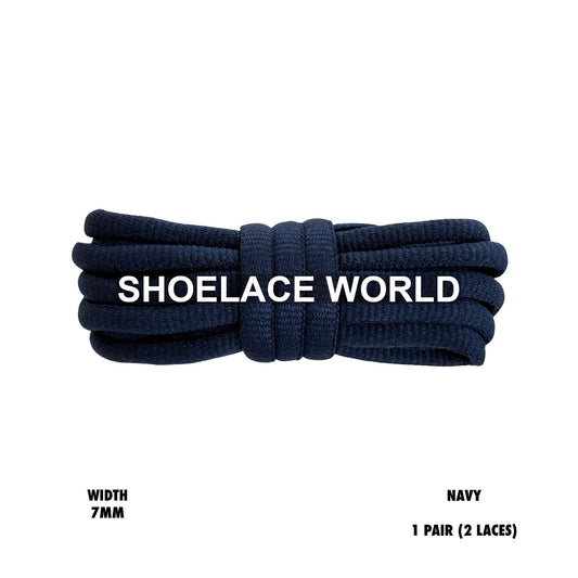 Navy Slim Oval Shoelaces 7mm Classic Laces Ships Out From The USA Next Day