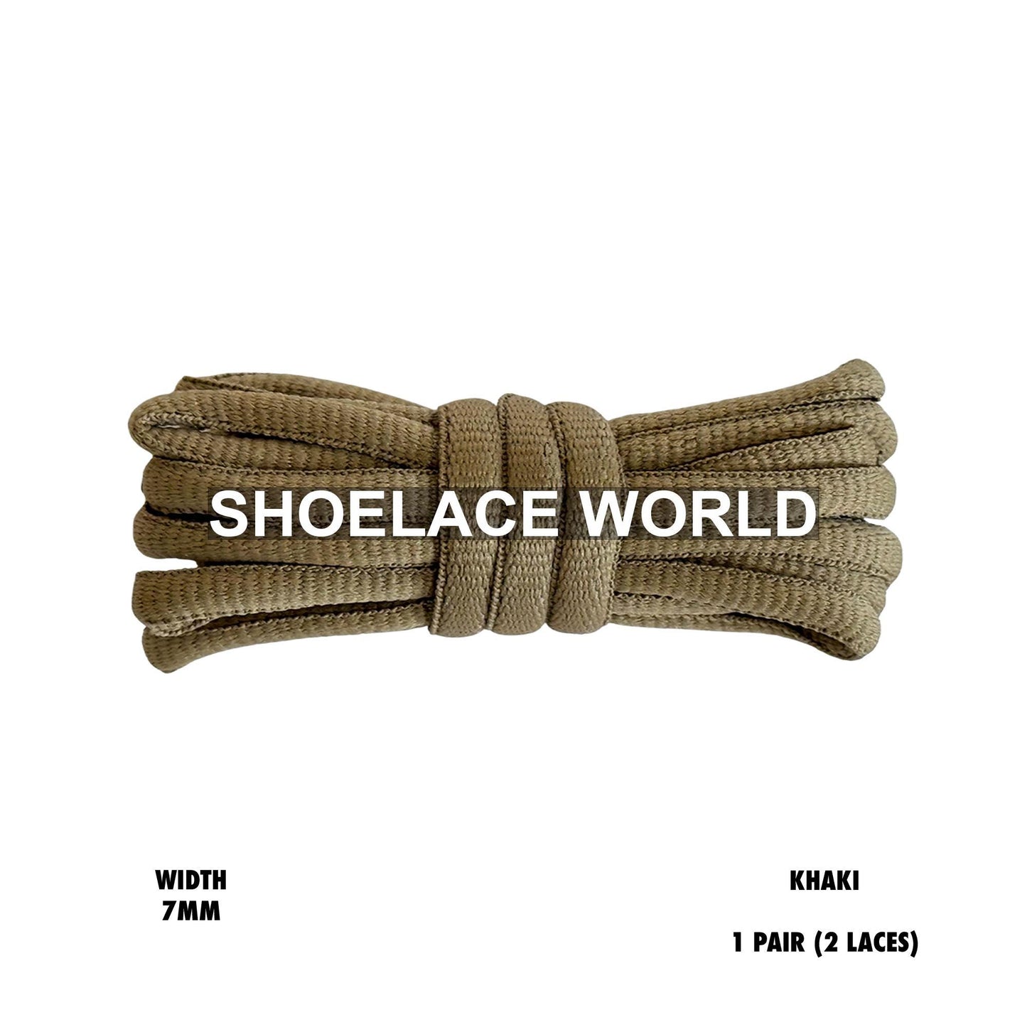 Khaki Slim Oval Shoelaces 7mm Classic Laces Ships Out From The USA Next Day