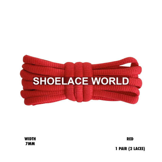 Red Slim Oval Shoelaces 7mm Classic Laces Ships Out From The USA Next Day