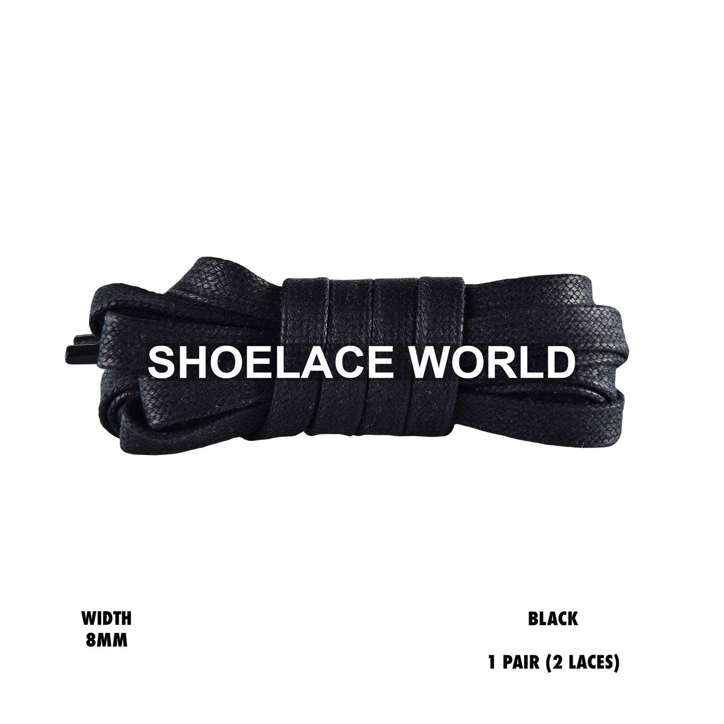 Black Waxed Premium Flat Shoelaces 8mm Wax Laces Ships Out From The USA Next Day