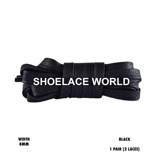 Black Waxed Premium Flat Shoelaces 8mm Wax Laces Ships Out From The USA Next Day
