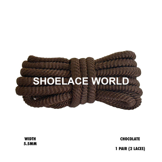 Chocolate Solid Turbine Rope Shoelaces 5.5mm Colorful Pattern Laces Ships Out From The USA Next Day