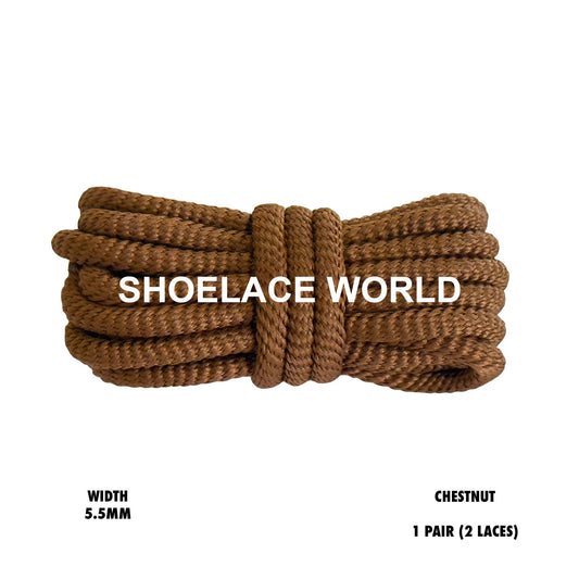 Chestnut Solid Turbine Rope Shoelaces 5.5mm Colorful Pattern Laces Ships Out From The USA Next Day
