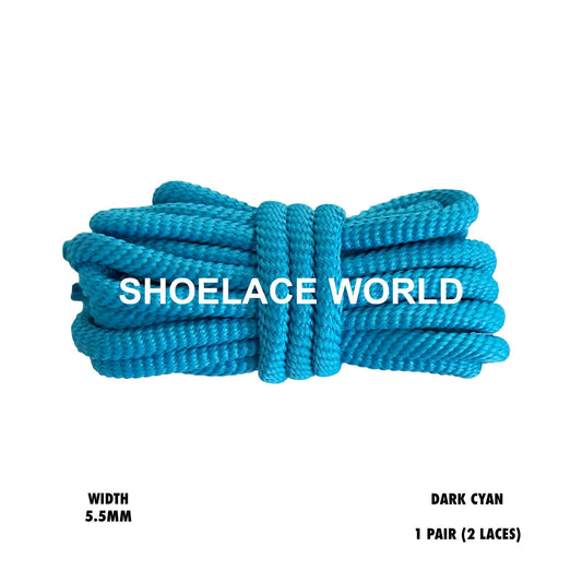 Dark Cyan Solid Turbine Rope Shoelaces 5.5mm Colorful Pattern Laces Ships Out From The USA Next Day
