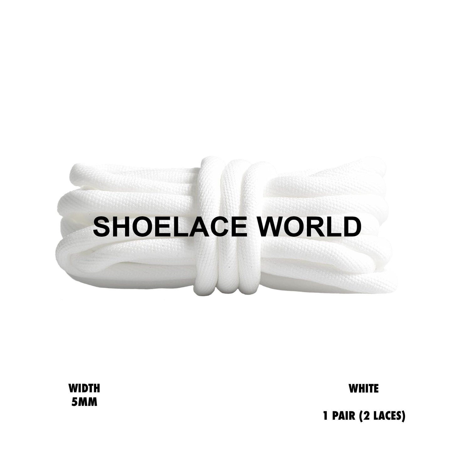 White Tubular Half Round 5mm Shoelaces Colorful Soft Laces Ships Out From The USA Next Day