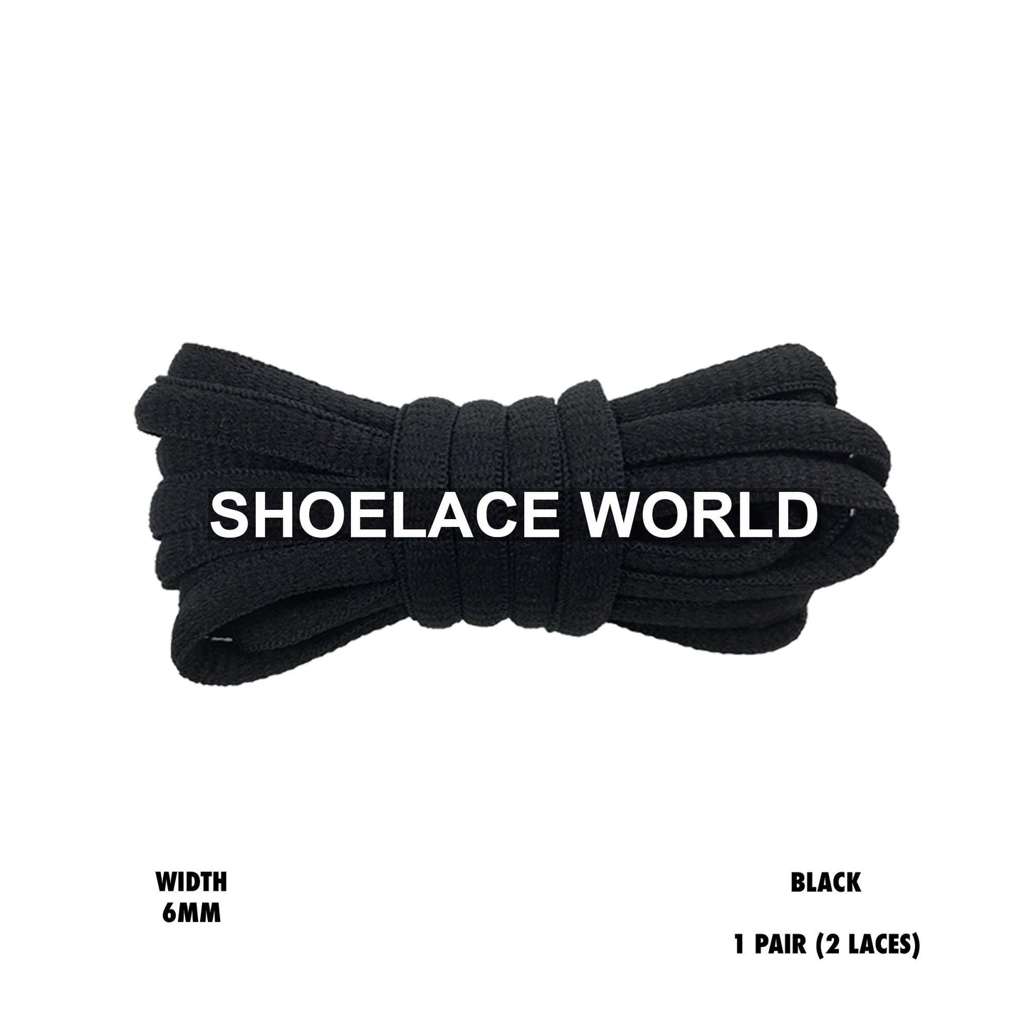 Black Classic Oval Shoelaces 6mm Laces Ships Out From The USA Next Day