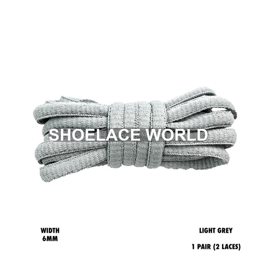 Light Grey Classic Oval Shoelaces 6mm Laces Ships Out From The USA Next Day