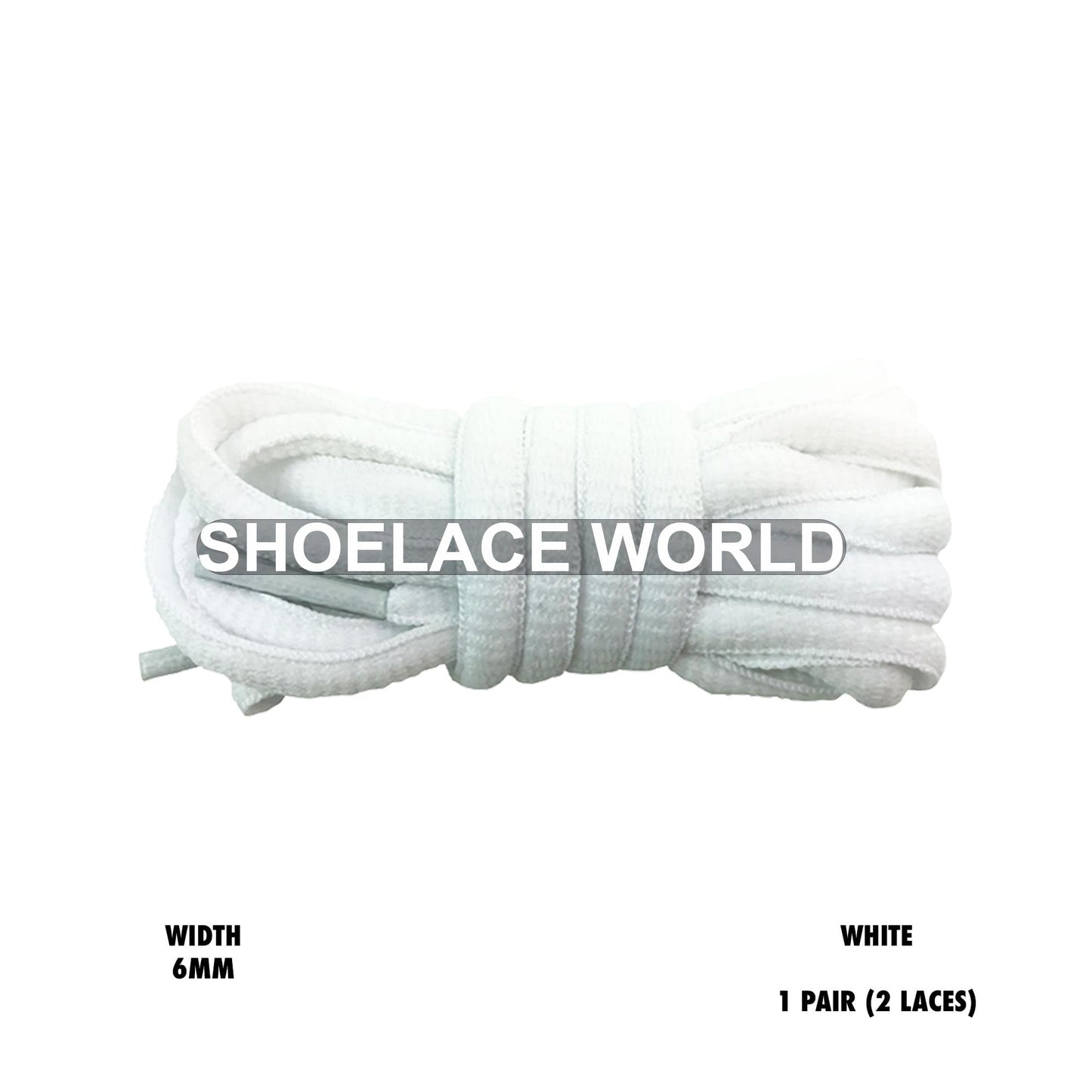 White Classic Oval Shoelaces 6mm Laces Ships Out From The USA Next Day