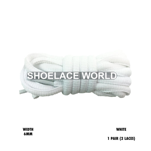White Classic Oval Shoelaces 6mm Laces Ships Out From The USA Next Day