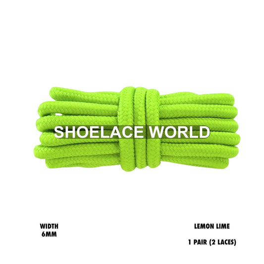 Lemon Lime Thick Round Shoelaces 6mm Classic Colorful Laces Ships Out From The USA Next Day