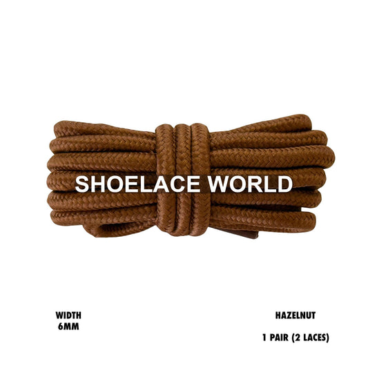 Hazelnut Thick Round Shoelaces 6mm Classic Colorful Laces Ships Out From The USA Next Day