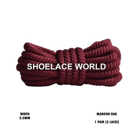 Maroon Oak 45" Inch Puffy Soft Rope Shoelaces 5.5mm Colorful Laces Ships Out From The USA Next Day