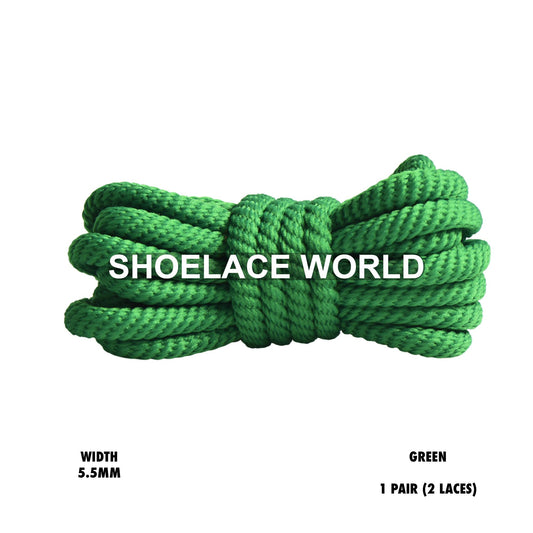 Green 45" Inch Puffy Soft Rope Shoelaces 5.5mm Colorful Laces Ships Out From The USA Next Day
