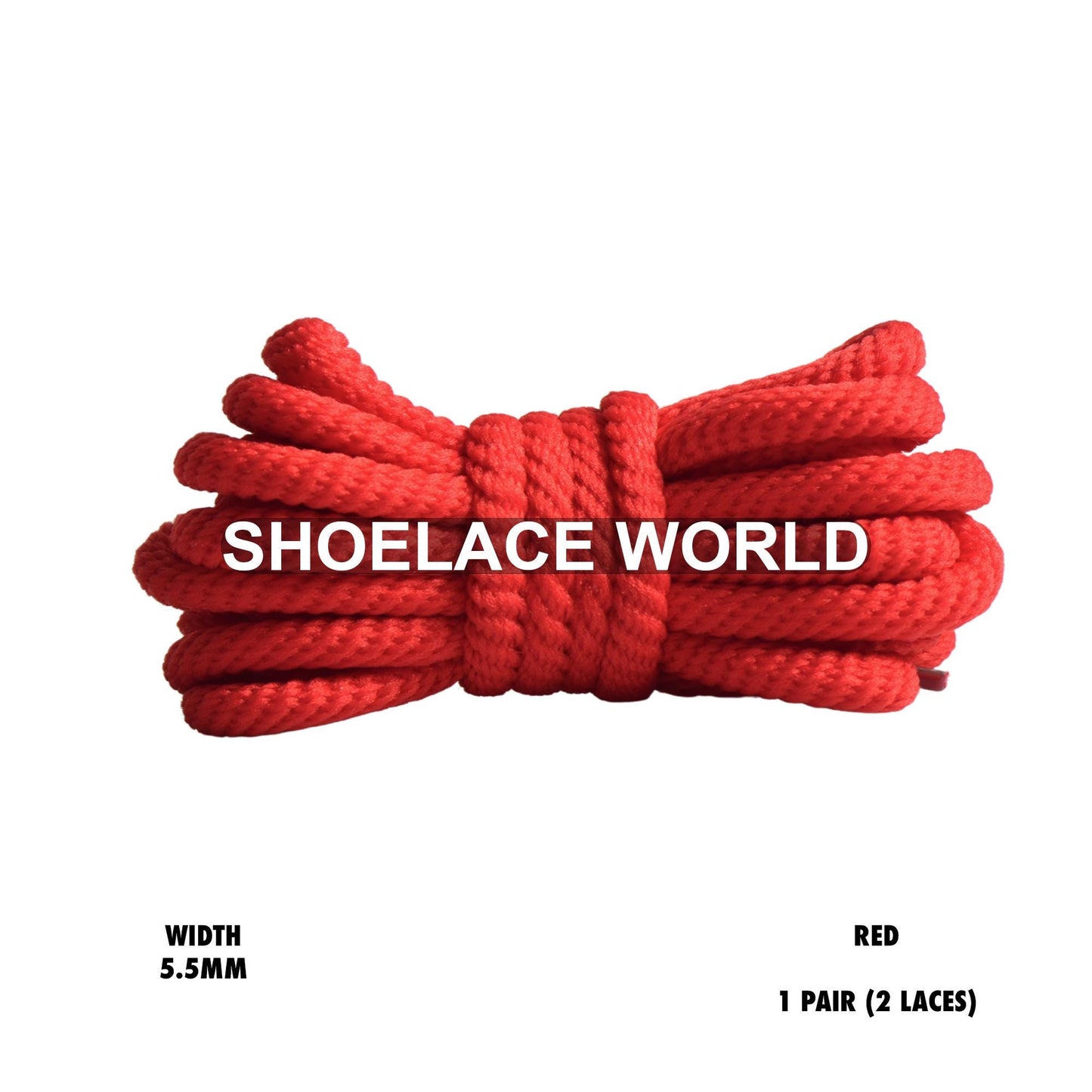 Red 45" Inch Puffy Soft Rope Shoelaces 5.5mm Colorful Laces Ships Out From The USA Next Day