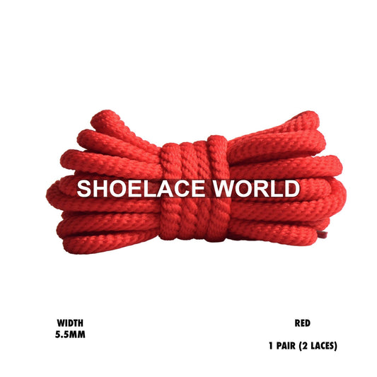 Red 45" Inch Puffy Soft Rope Shoelaces 5.5mm Colorful Laces Ships Out From The USA Next Day