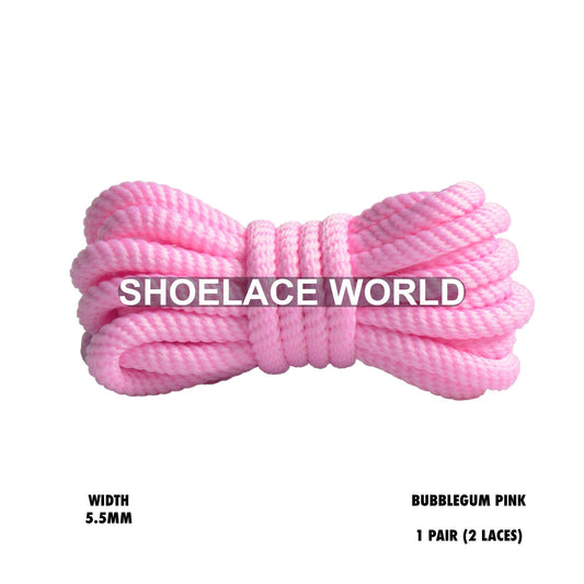 Bubblegum Pink 45" Inch Puffy Soft Rope Shoelaces 5.5mm Colorful Laces Ships Out From The USA Next Day