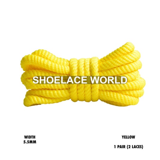 Yellow 45" Inch Puffy Soft Rope Shoelaces 5.5mm Colorful Laces Ships Out From The USA Next Day