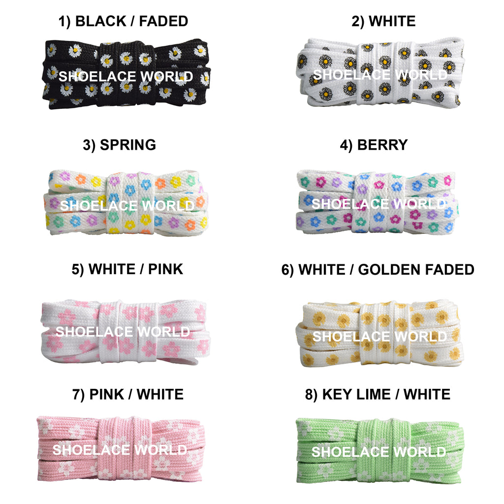 Flat Daisy Printed Shoelaces