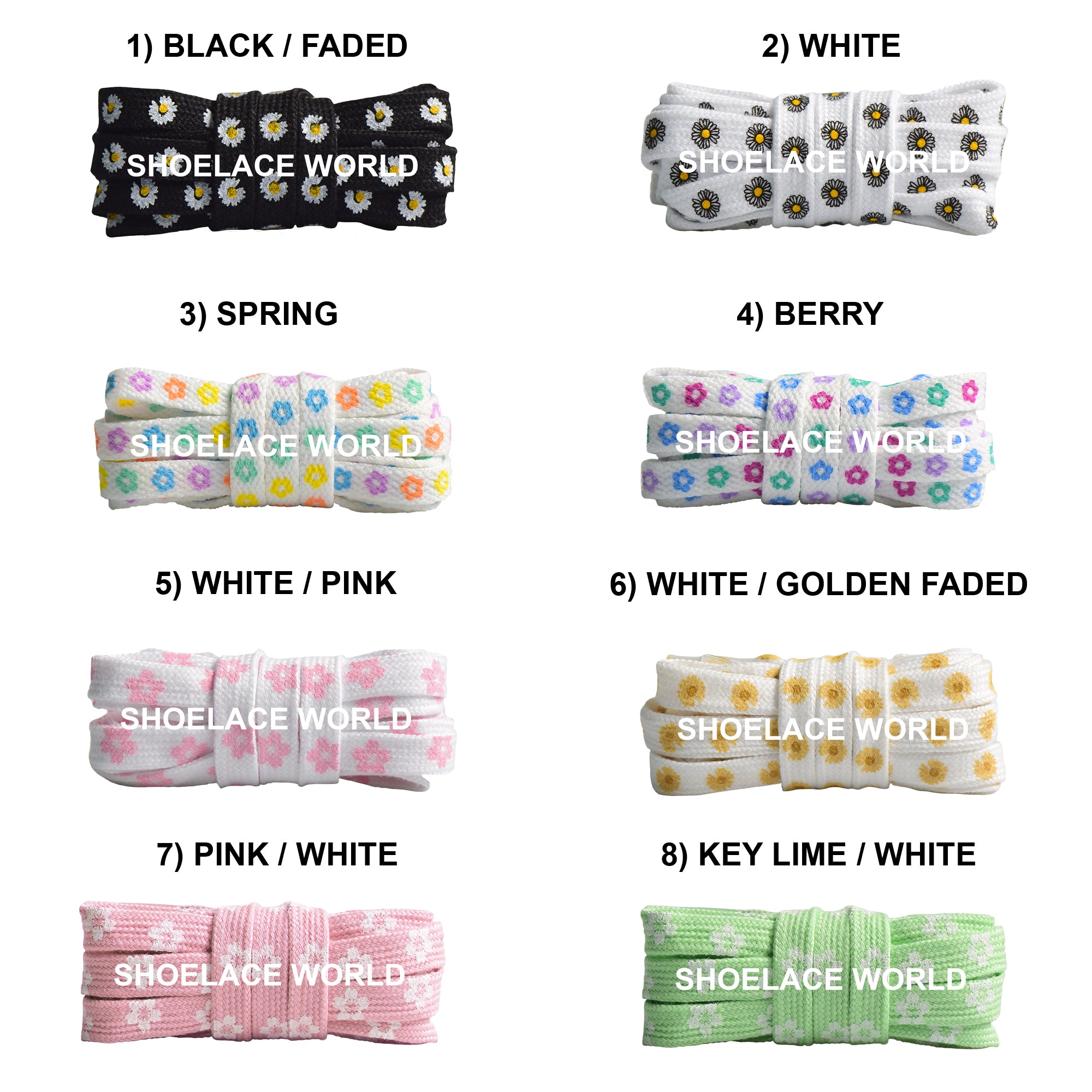 Flat Daisy Printed Shoelaces