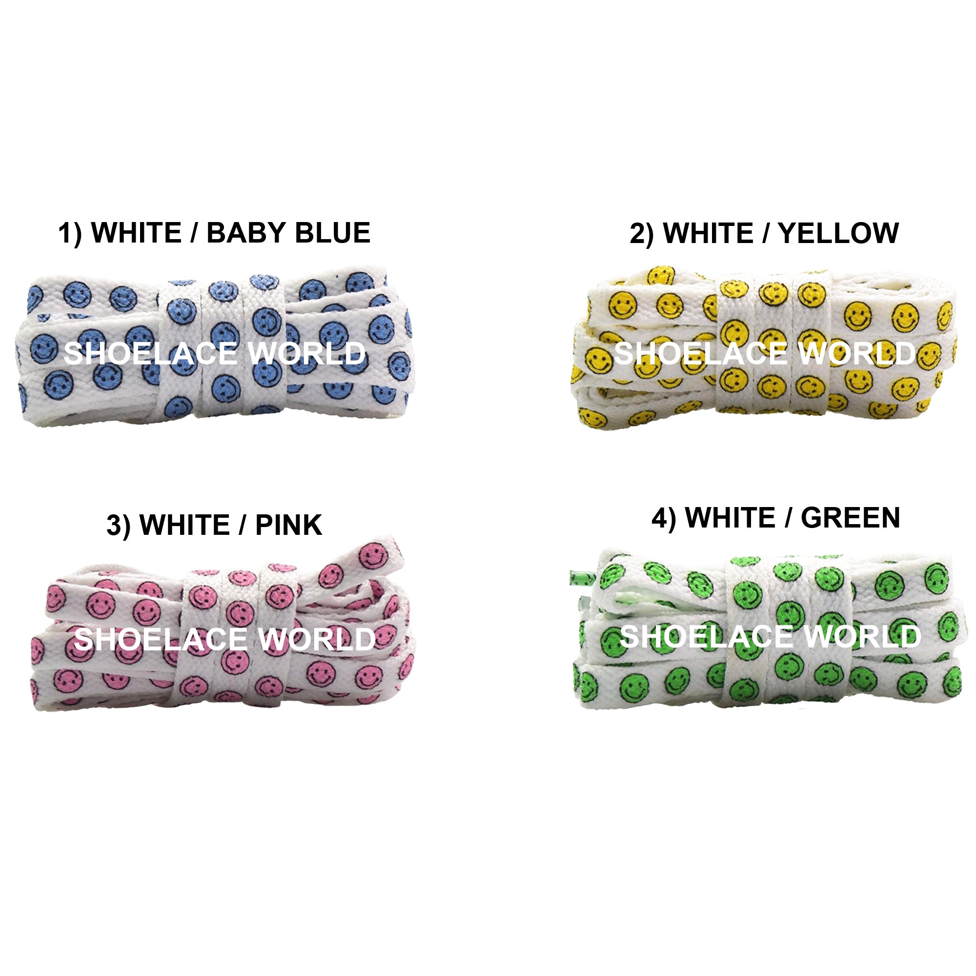 Flat Smiley Face Printed Shoelaces